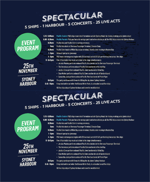 spectacular event program