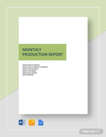 monthly production report