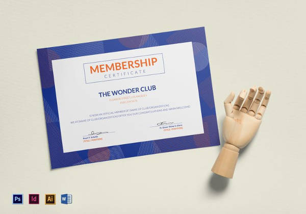 easy to edit club membership certificate template