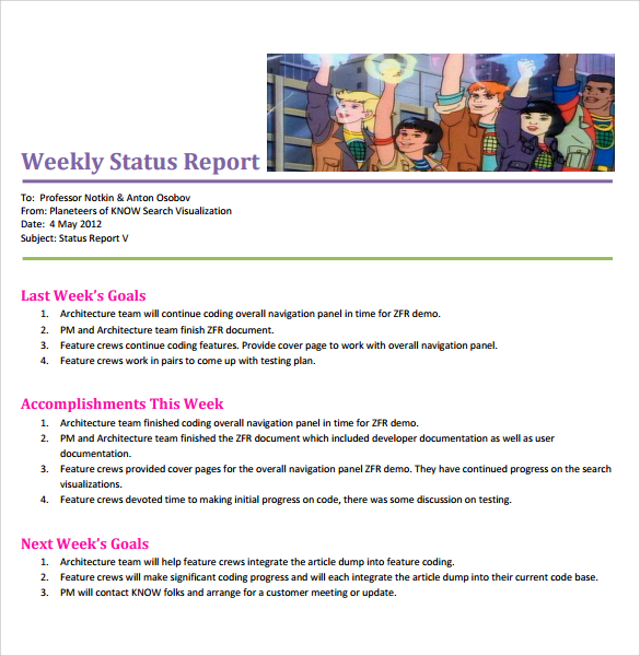 weekly status report template1