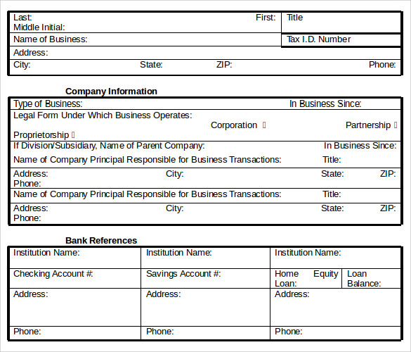 word credit form application