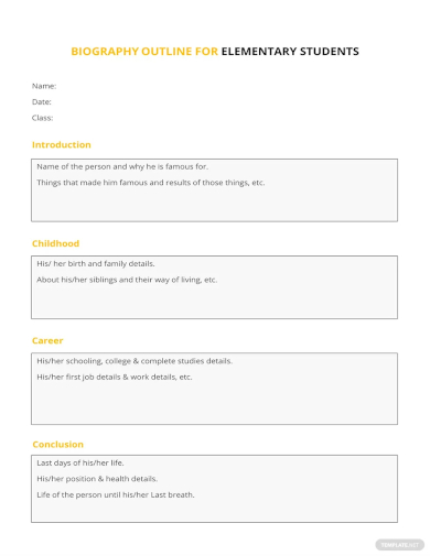 biography outline template for elementary students