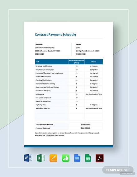 contract payment schedule template