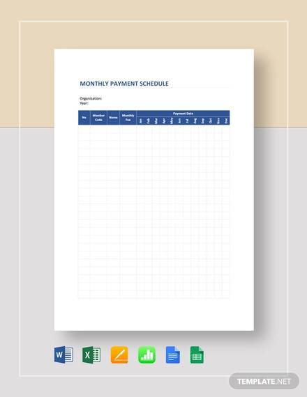 monthly payment schedule template1