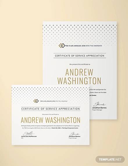 certificate of service