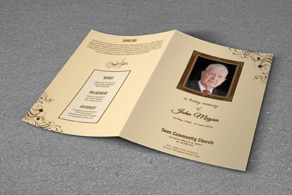 psd funeral program brochure template