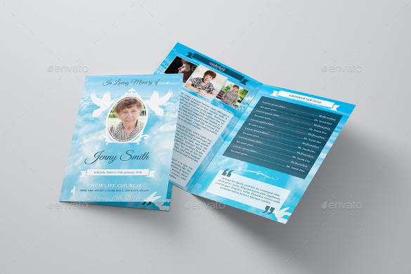 peach funeral program psd borchure template download