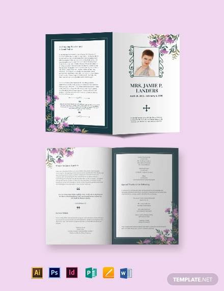 celebration of life catholic funeral bi fold brochure template