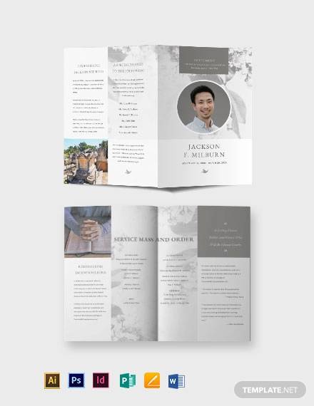 celebration of life evite funeral bi fold brochure template