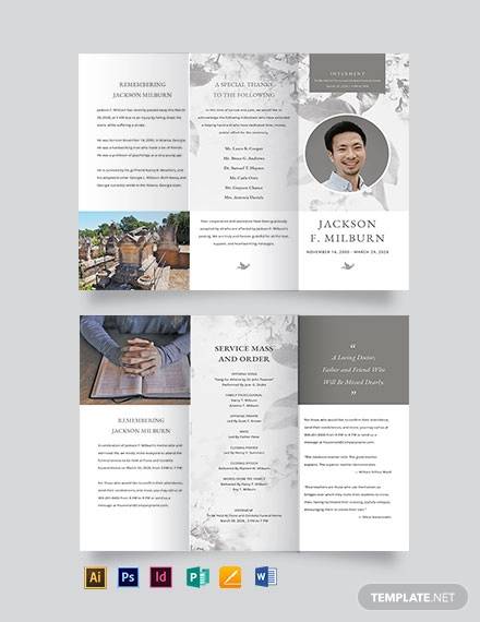 celebration of life evite funeral tri fold brochure template