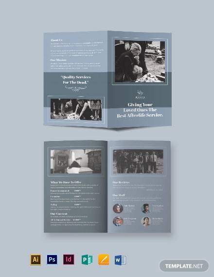 christian funeral service bi fold brochure template