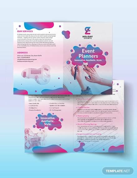 event planner bi fold brochure template