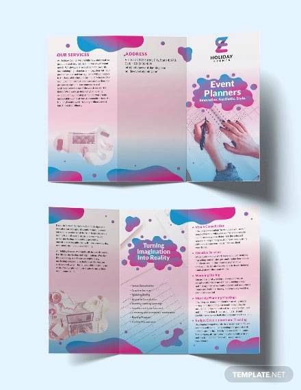 event planner tri fold brochure template