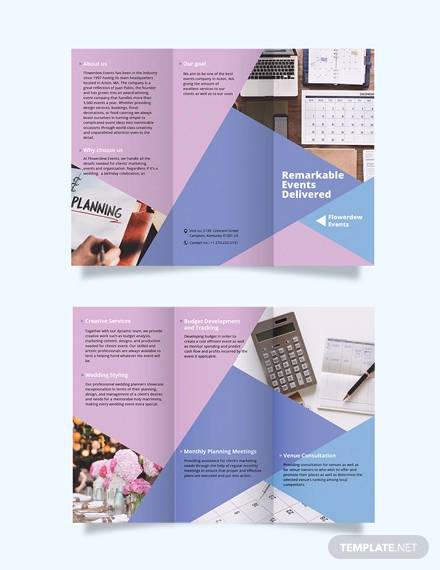 event planning tri fold brochure template