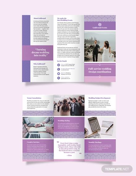 wedding event tri fold brochure template