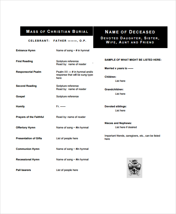 free obituary program template