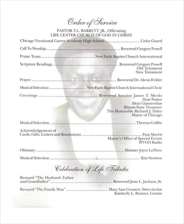 a4 obituary program template