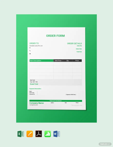 blank order form template