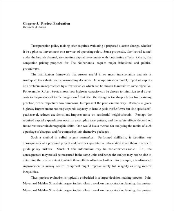 sample project evaluation