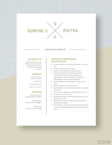 free nursing unit manager resume template