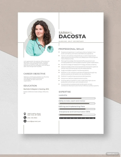 free nursing unit secretary resume template
