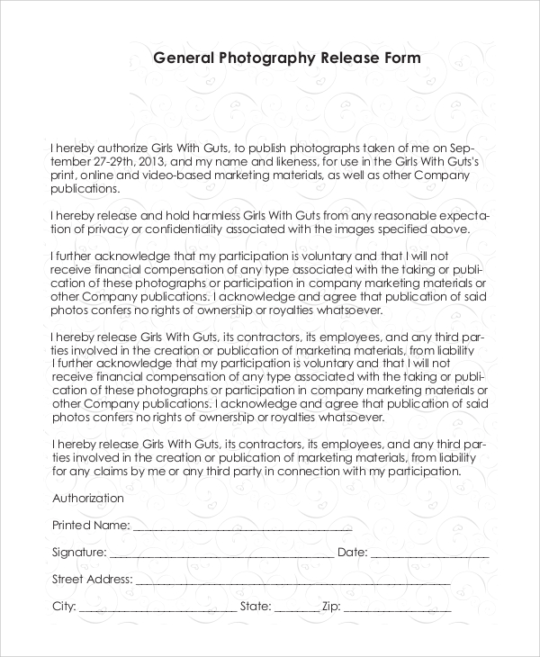 general photography release form