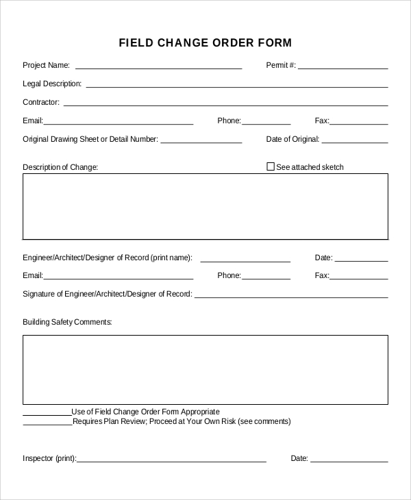 field change order form