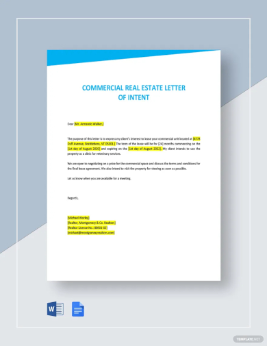 commercial real estate letter of intent template