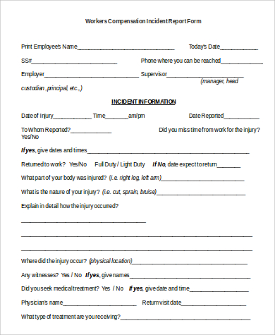 workers compensation incident report form in word