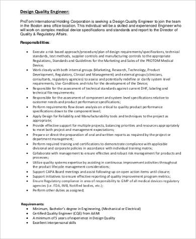 design quality engineer job description