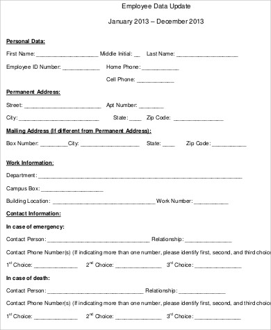 employee data update form