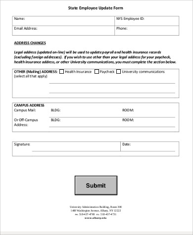 employee update form example