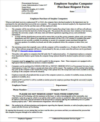 employee purchase request form