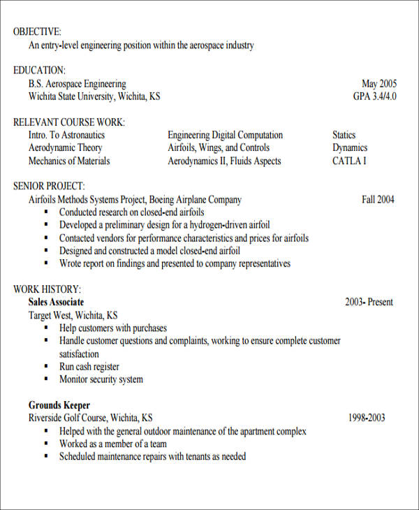 generic job experience for professional experience