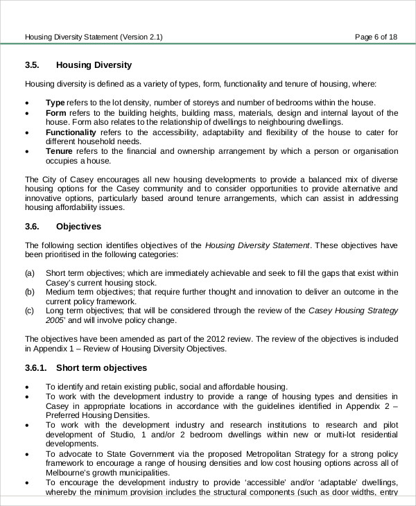 housing diversity statement