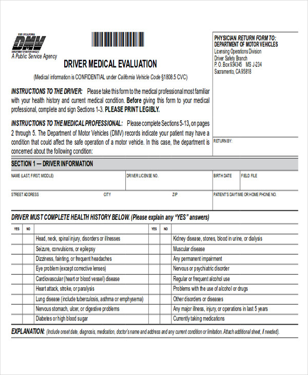 dmv medical release form