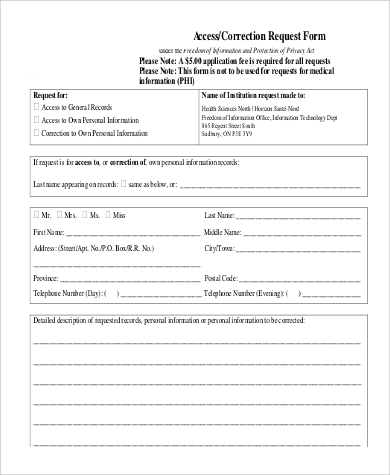 access correction request form