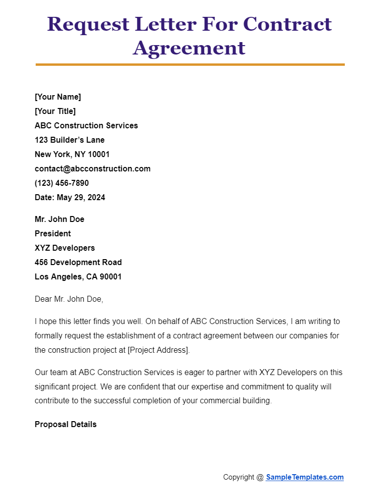 request letter for contract agreement