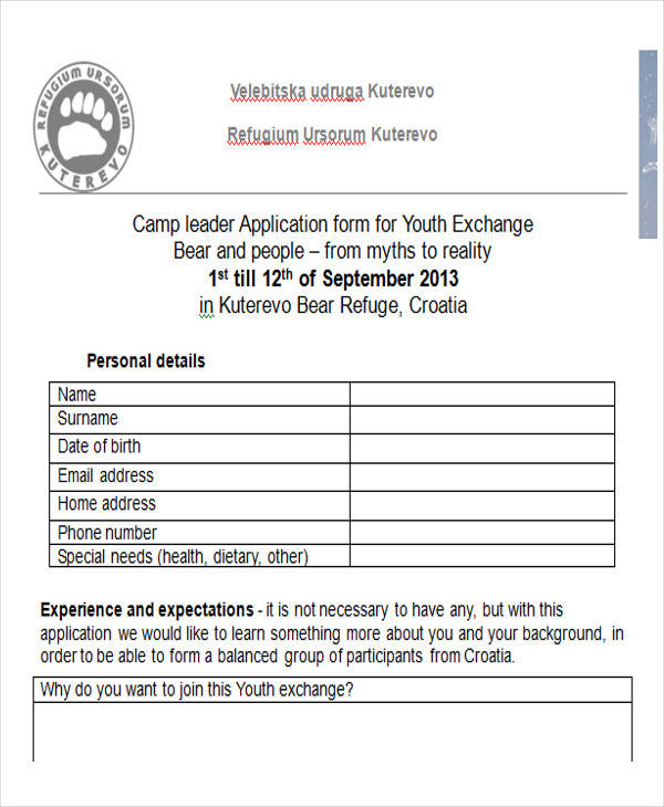 campleader training application form