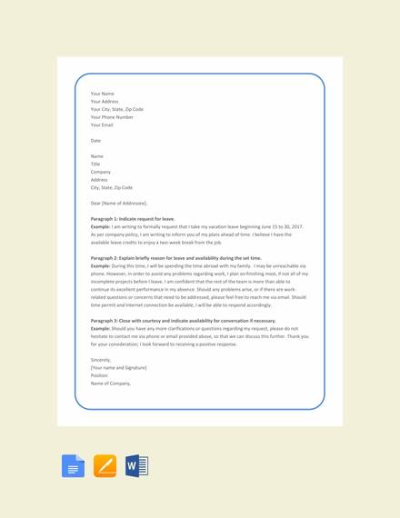 free leave letter format