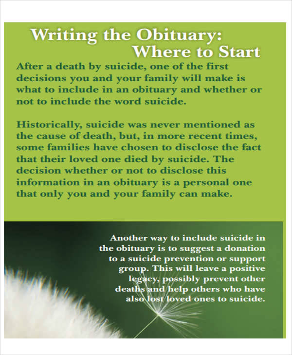 obituary brochure sample