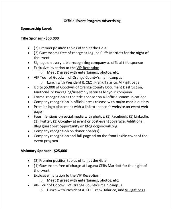 corporate event program ad template