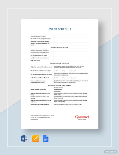 event program schedule template