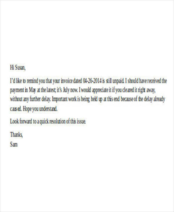 late payment letter to client