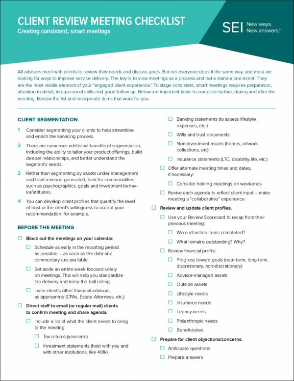 client review meeting checklist template