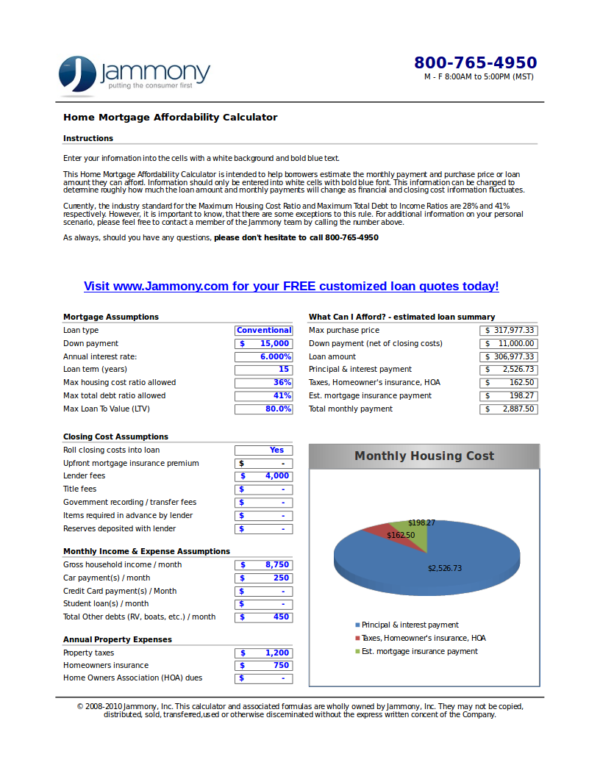 home mortgage affordability calculator