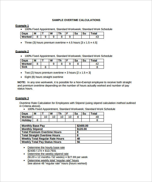 weekly overtime worksheet template