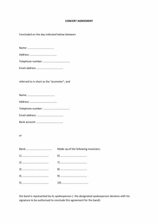 music band festival concert agreement template 1