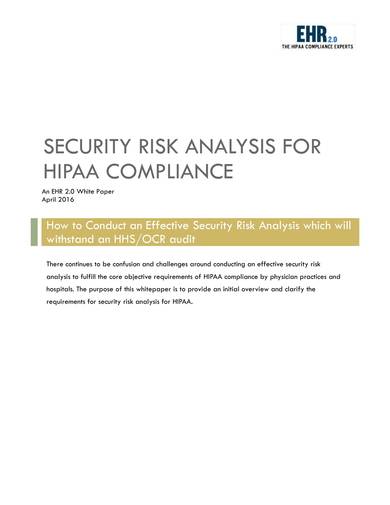 sample security risk analysis for hipaa compliance
