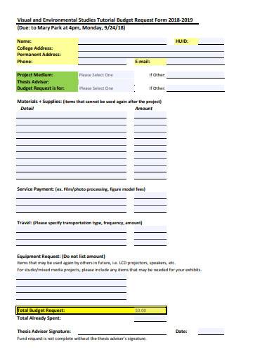 tutorial budget request form